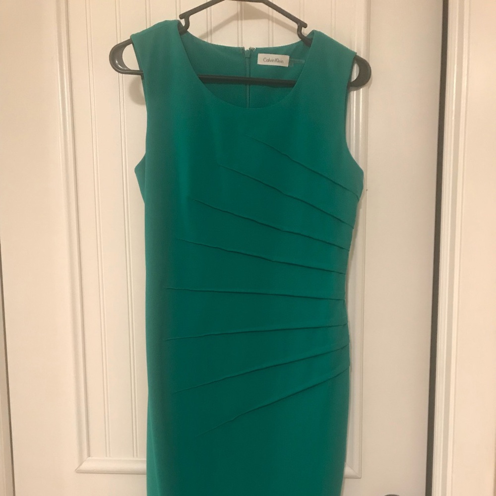 Calvin Klein Teal Sleeveless Sheath Dress
